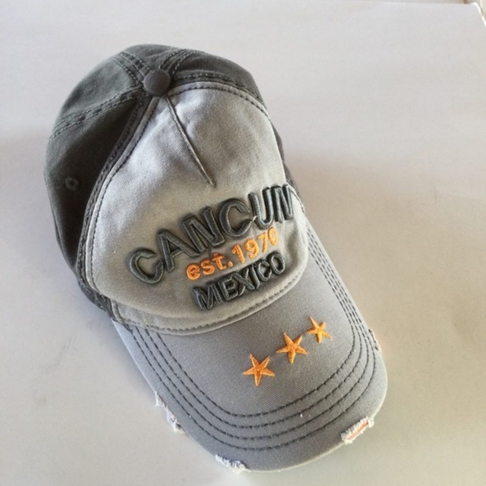 Caribbean Side Cancun Mexico Destination Distressed Adjustable baseball Cap